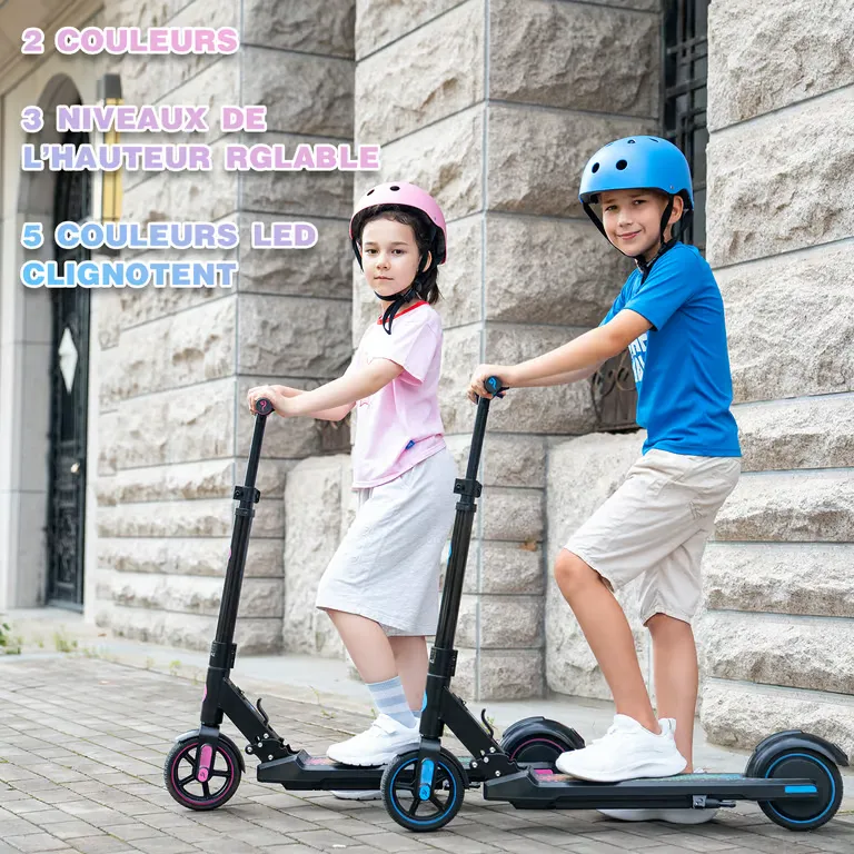 EVERCROSS TECH EV06C Trottinette Électrique pliable Enfants 6-12 Ans Écran LED Lumières colorés 3 Vitesse Hauteur Réglables Bleu – Image 2