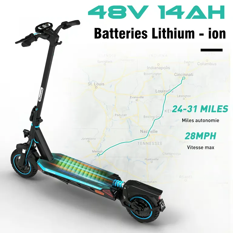 Trottinette Électrique Adulte A1 Pliable 10' Écran LED Bluetooth APP Bleu – Image 3