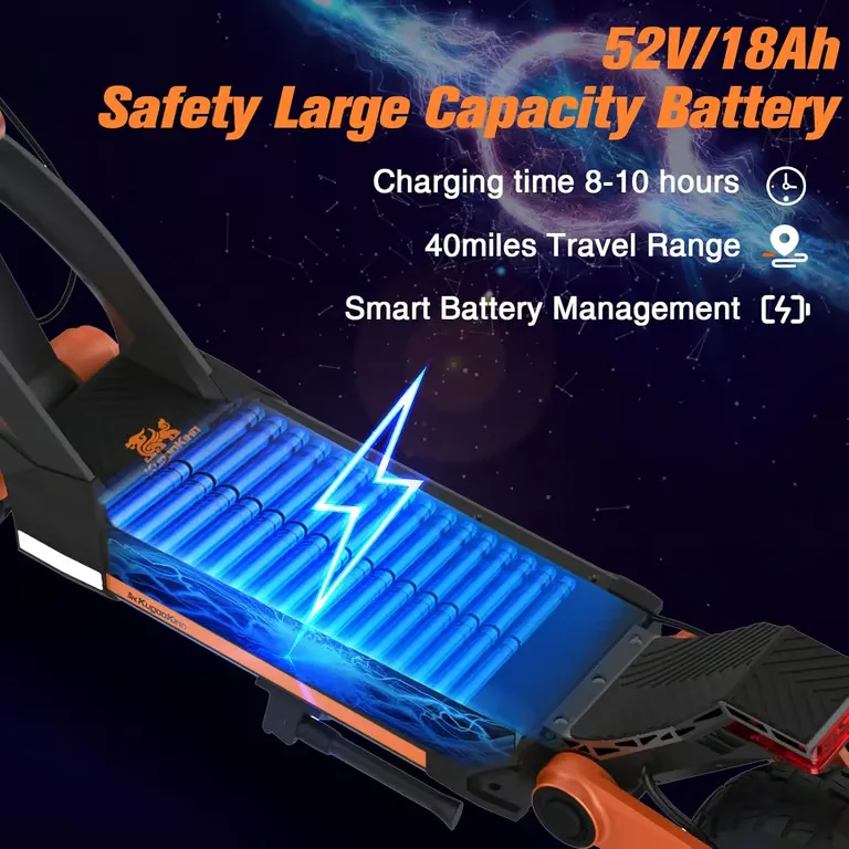 Trottinette électrique KuKirin G3 10 pouces tout-terrain moteur 1200W batterie au lithium 52V 18Ah – Image 4