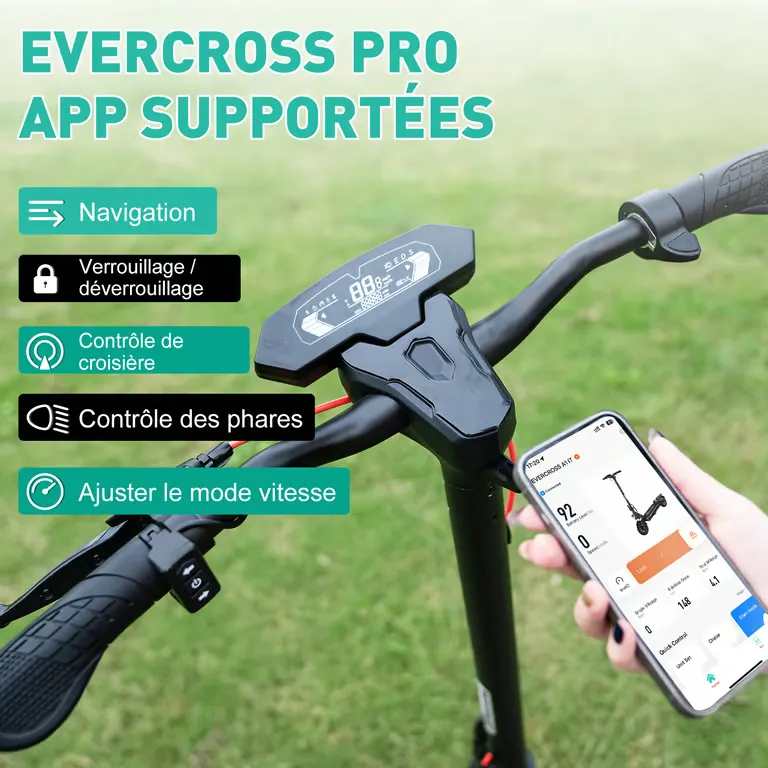 Trottinette Électrique Adulte A1 Pliable 10' Écran LED Bluetooth APP Bleu – Image 6