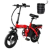 Vélo électrique pliant Honey Whale S6-S - Autonomie 40KM, moteur 350W, batterie 48V10.4AH, freins à disque - Rouge