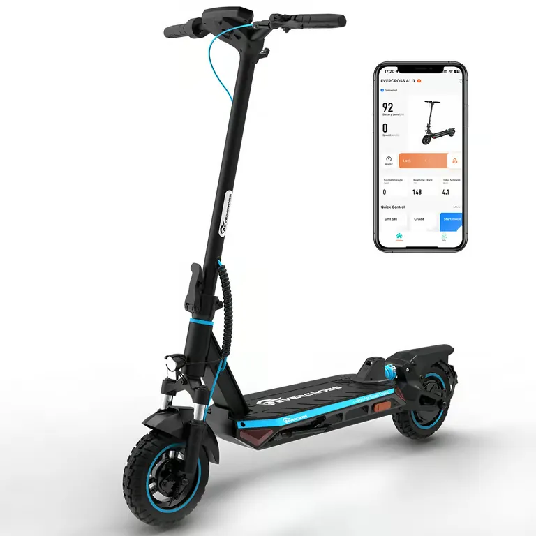 Trottinette Électrique Adulte A1 Pliable 10' Écran LED Bluetooth APP Bleu