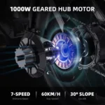 Gunai - GUNAI-Y Vélo Electrique Cyclomoteur 1000 W 48 V 18 Ah 7 Vitesses Tout Suspendu
